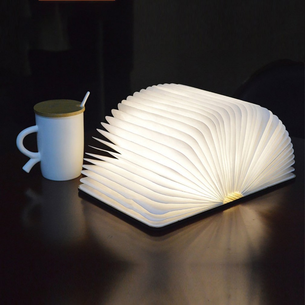 혁신적인 led foldable 나무 책 모양 책상 램프 5 w usb 충전식 휴대용 접는 책 독서 빛 홈 장식 뜨거운
